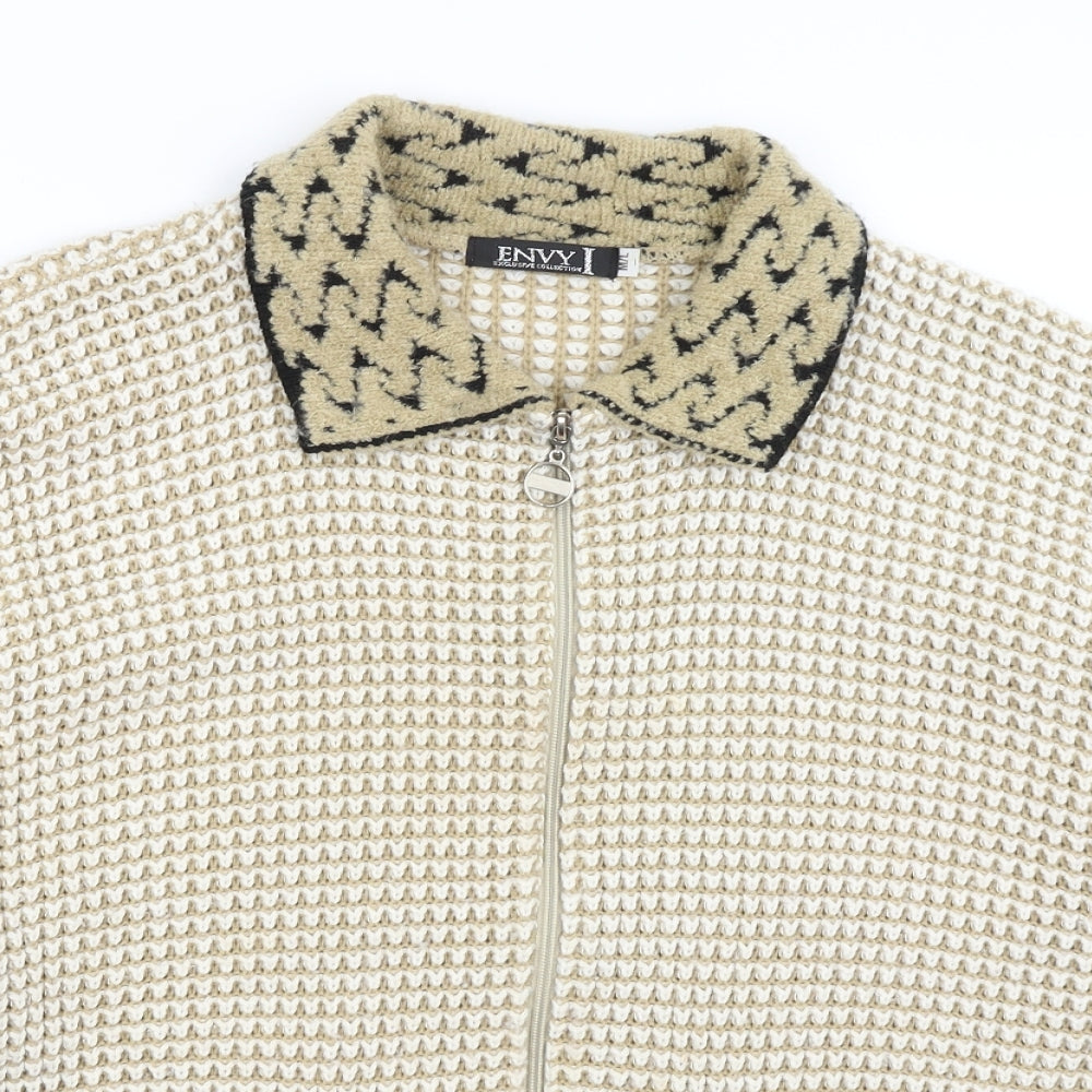 Envy Womens Beige   Full Zip Jumper Size M