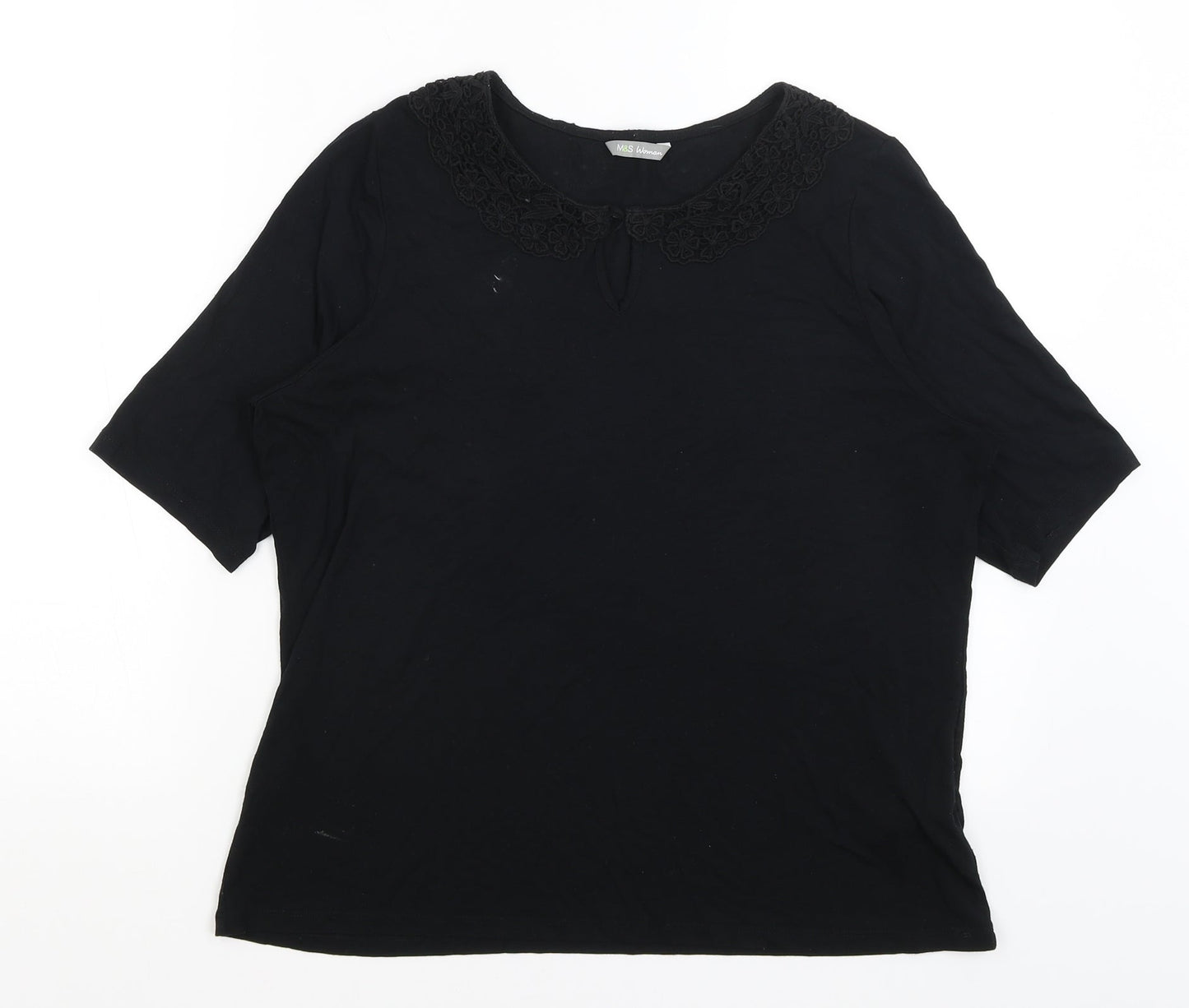 M&S Womens Black   Basic T-Shirt Size 16