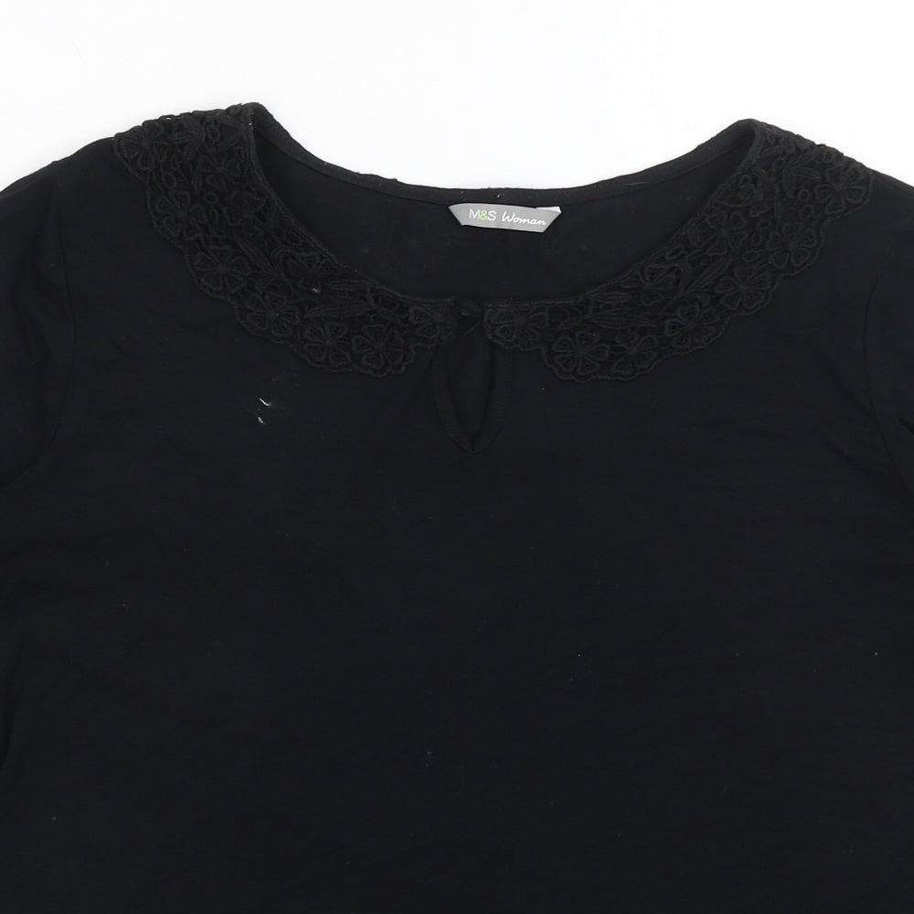 M&S Womens Black   Basic T-Shirt Size 16