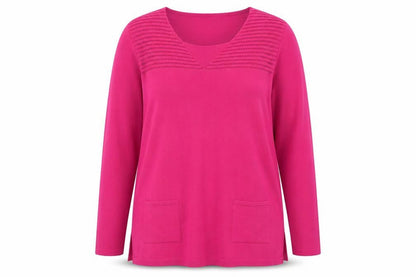 Front view of AFIBEL women’s pink shrug jumper, size UK 16