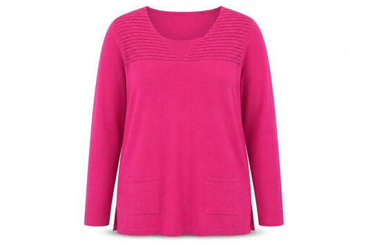 Front view of AFIBEL women’s pink shrug jumper, size UK 16
