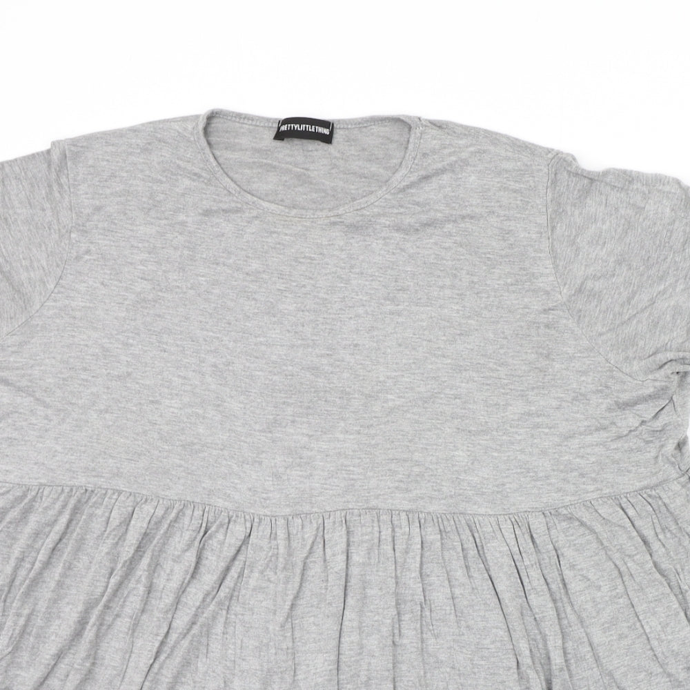 Womens UK Size 8 PRETTYLITTLETHING Grey Basic T-Shirt
