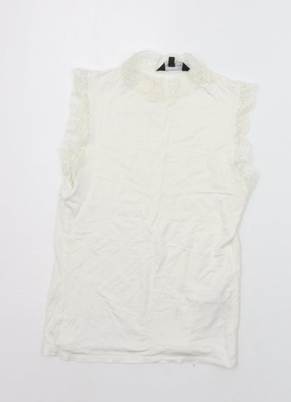 Womens UK Size 8 New Look White Basic T-Shirt