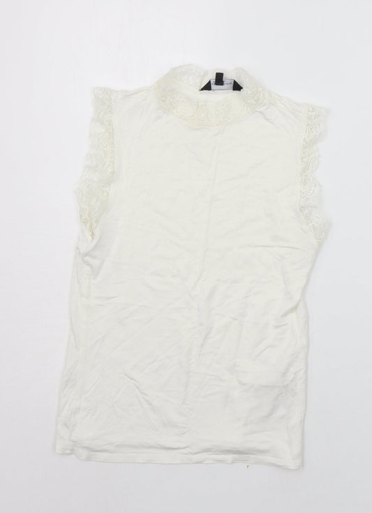 Womens UK Size 8 New Look White Basic T-Shirt