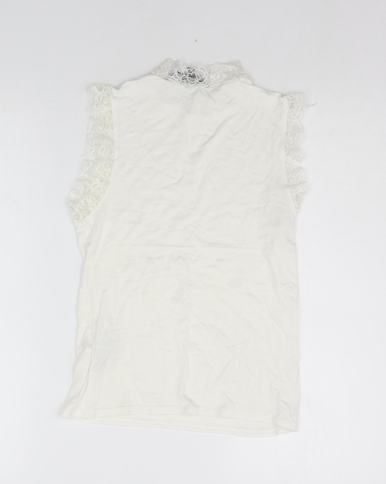Womens UK Size 8 New Look White Basic T-Shirt