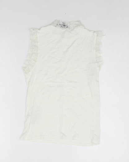 Womens UK Size 8 New Look White Basic T-Shirt