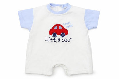 Front view of pex Baby White Babygrow One-Piece, size 3-6, Months - CAR