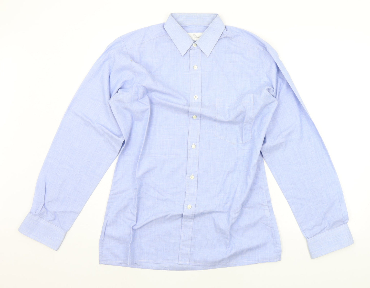 Mens UK Size 15 The Burton Collection Blue  Button-Up Long Sleeve Casual Shirt
