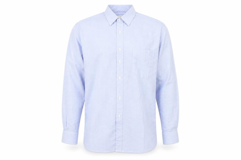 Mens UK Size 15 The Burton Collection Blue  Button-Up Long Sleeve Casual Shirt