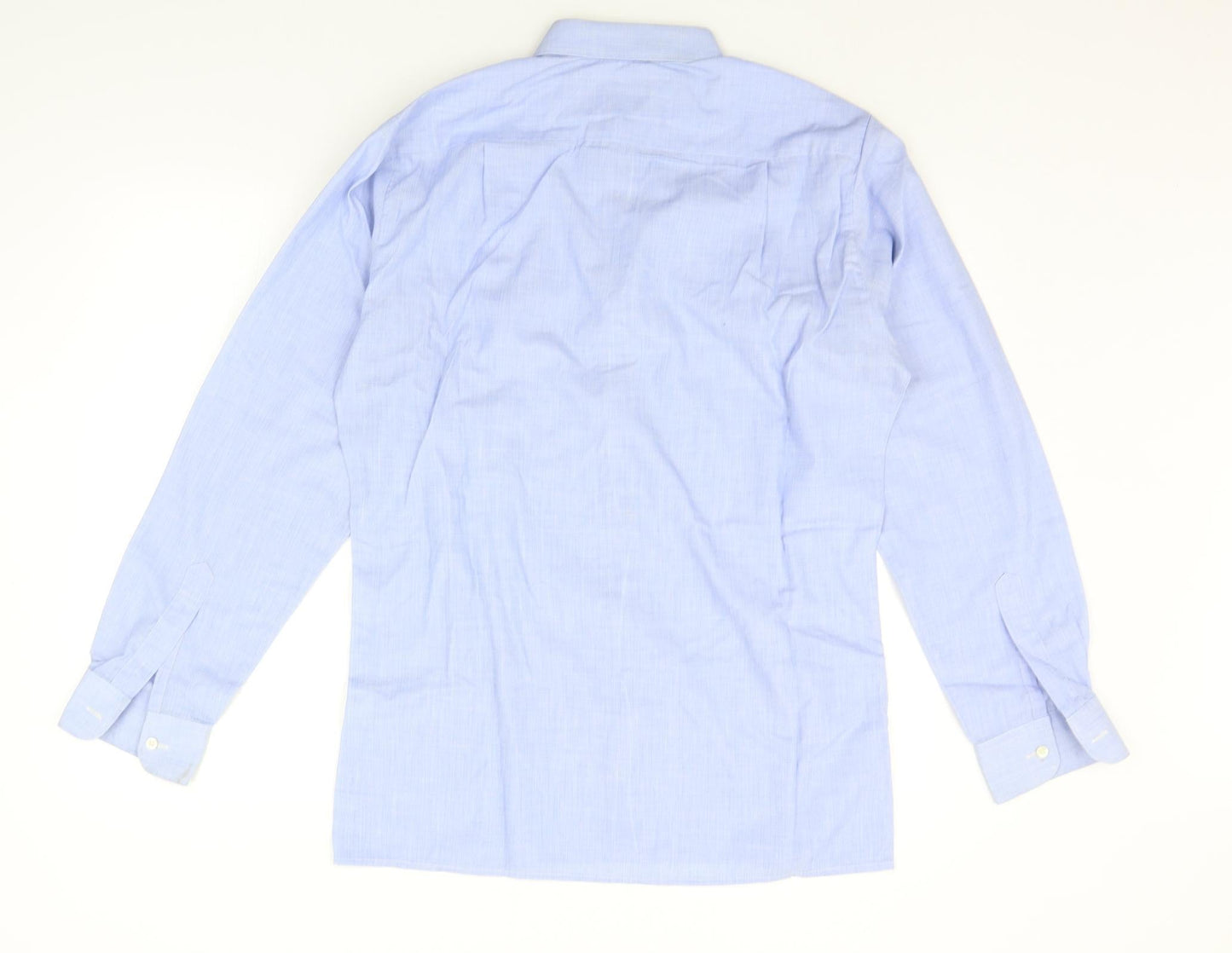 Mens UK Size 15 The Burton Collection Blue  Button-Up Long Sleeve Casual Shirt