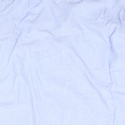 Mens UK Size 15 The Burton Collection Blue  Button-Up Long Sleeve Casual Shirt