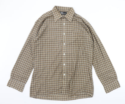 Asdale Mens Beige Check   Button-Up Size 16