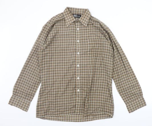 Asdale Mens Beige Check   Button-Up Size 16