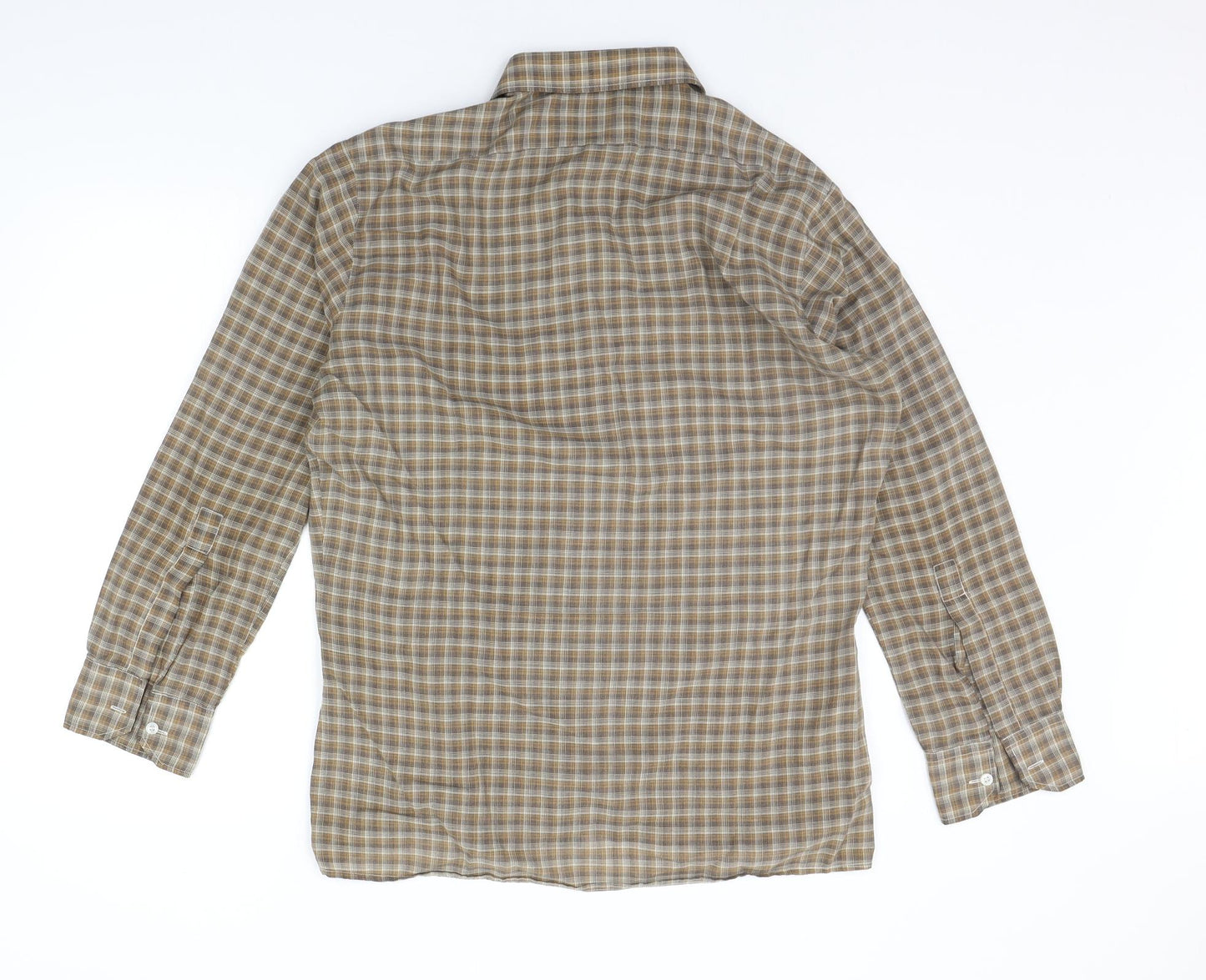 Asdale Mens Beige Check   Button-Up Size 16
