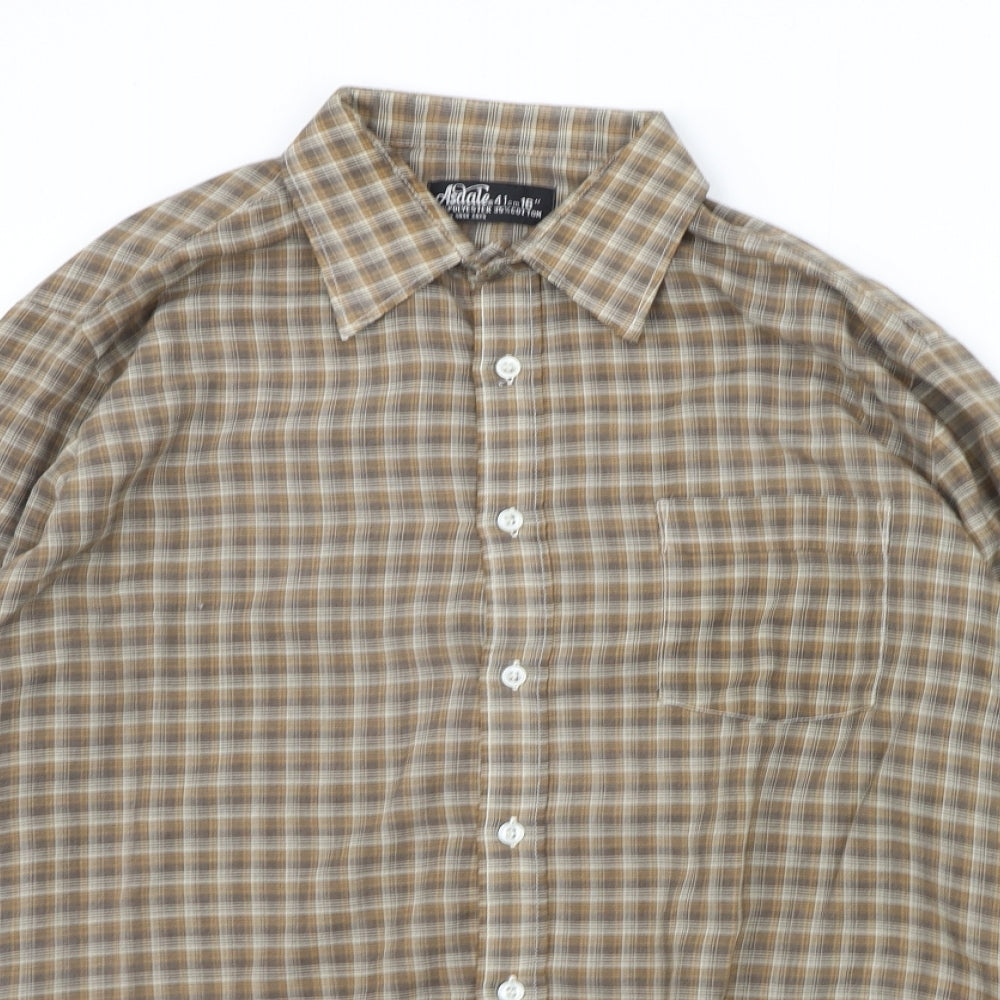 Asdale Mens Beige Check   Button-Up Size 16