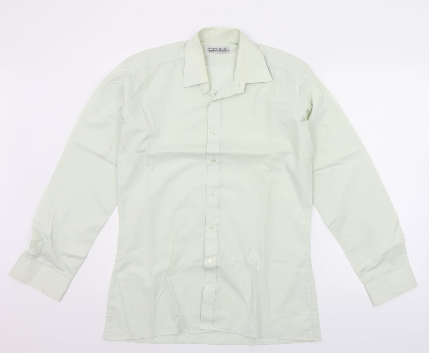 TESCO Mens Green    Button-Up Size 15