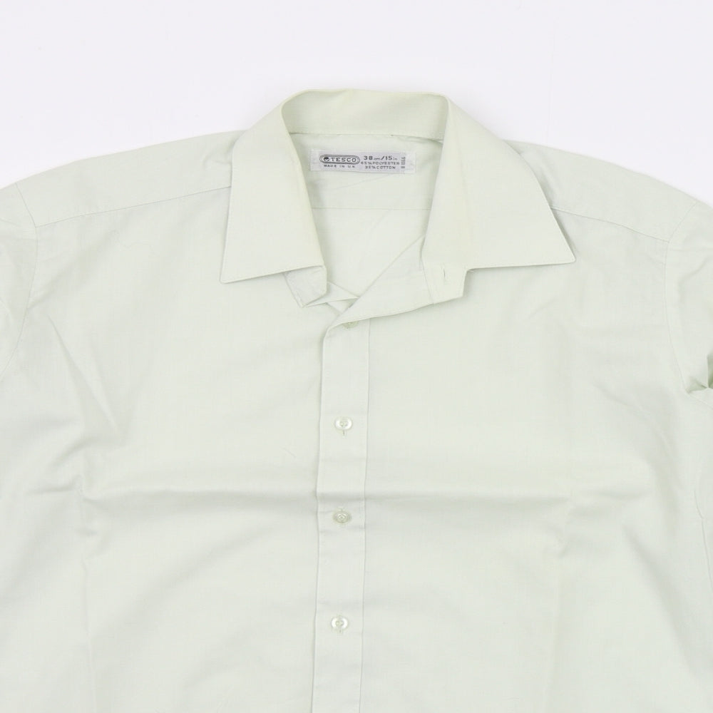 TESCO Mens Green    Button-Up Size 15