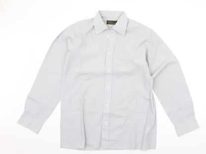 Mens UK Size 16 Debenhams Grey  Button-Up Long Sleeve Casual Shirt
