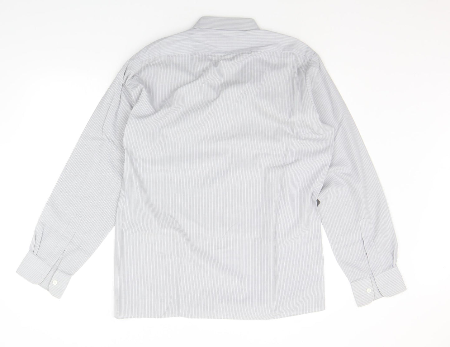 Mens UK Size 16 Debenhams Grey  Button-Up Long Sleeve Casual Shirt