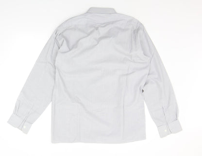 Mens UK Size 16 Debenhams Grey  Button-Up Long Sleeve Casual Shirt