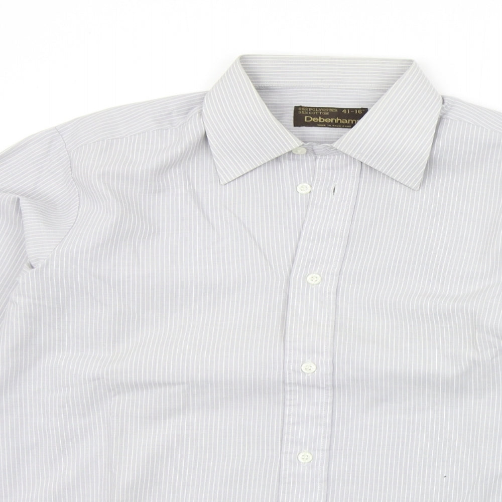 Mens UK Size 16 Debenhams Grey  Button-Up Long Sleeve Casual Shirt