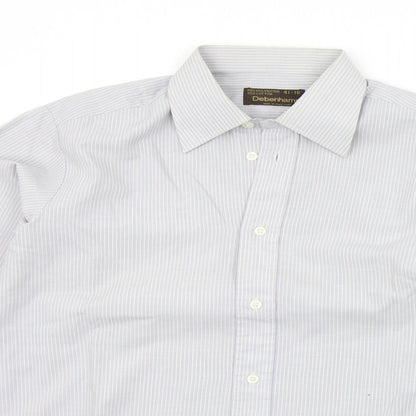 Mens UK Size 16 Debenhams Grey  Button-Up Long Sleeve Casual Shirt
