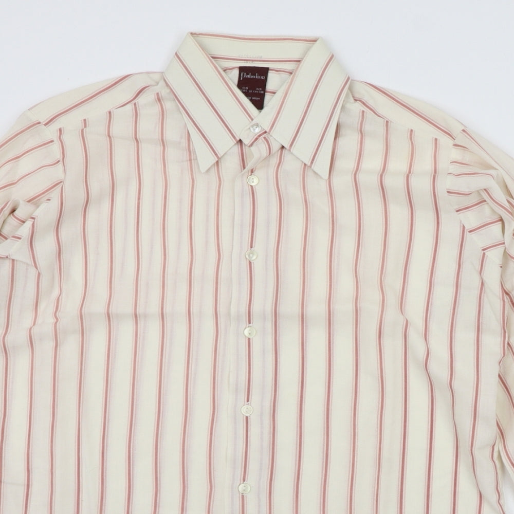 Mens UK Size 16 Paladine Beige  Button-Up Long Sleeve Casual Shirt