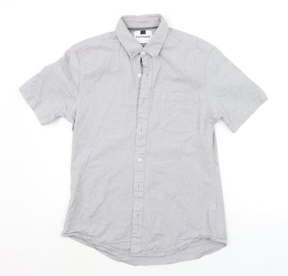 Womens UK Size M Topman Grey Basic Button-Up