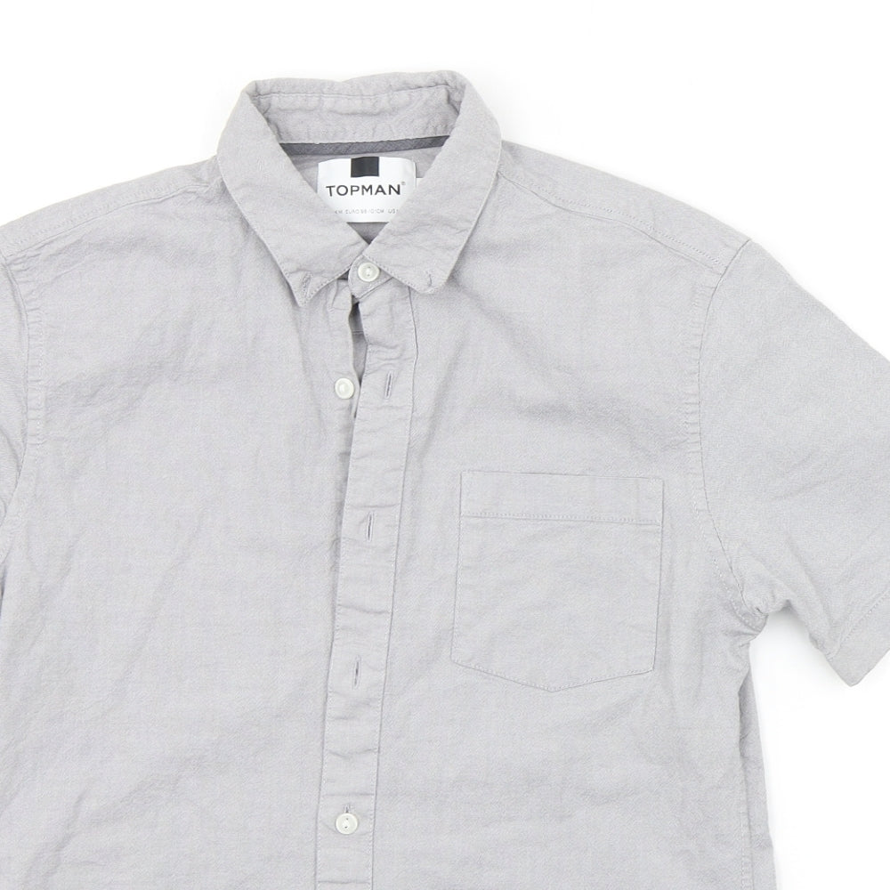 Womens UK Size M Topman Grey Basic Button-Up