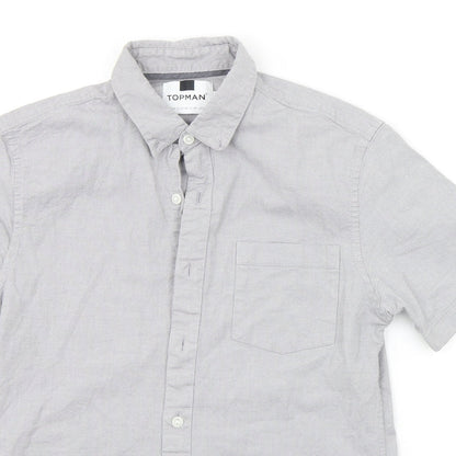Womens UK Size M Topman Grey Basic Button-Up