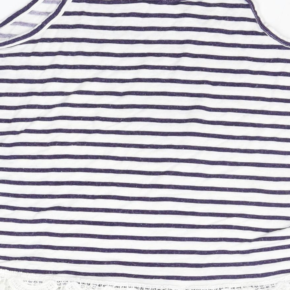 H&M Girls Blue Striped  Basic T-Shirt Size 9-10 Years