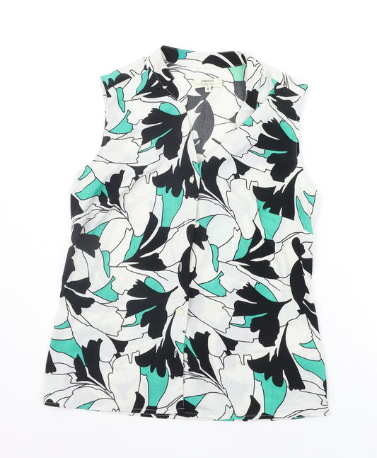 Papaya Womens White Floral  Basic Button-Up Size 8