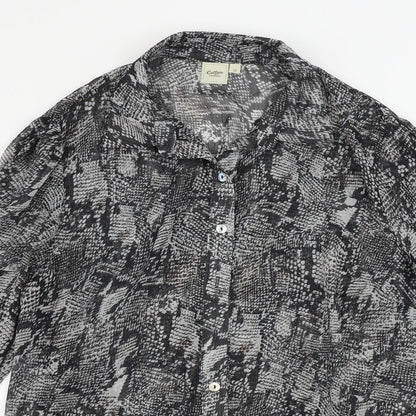 Cotton Traders  Womens Grey Animal Print  Basic Button-Up Size 12