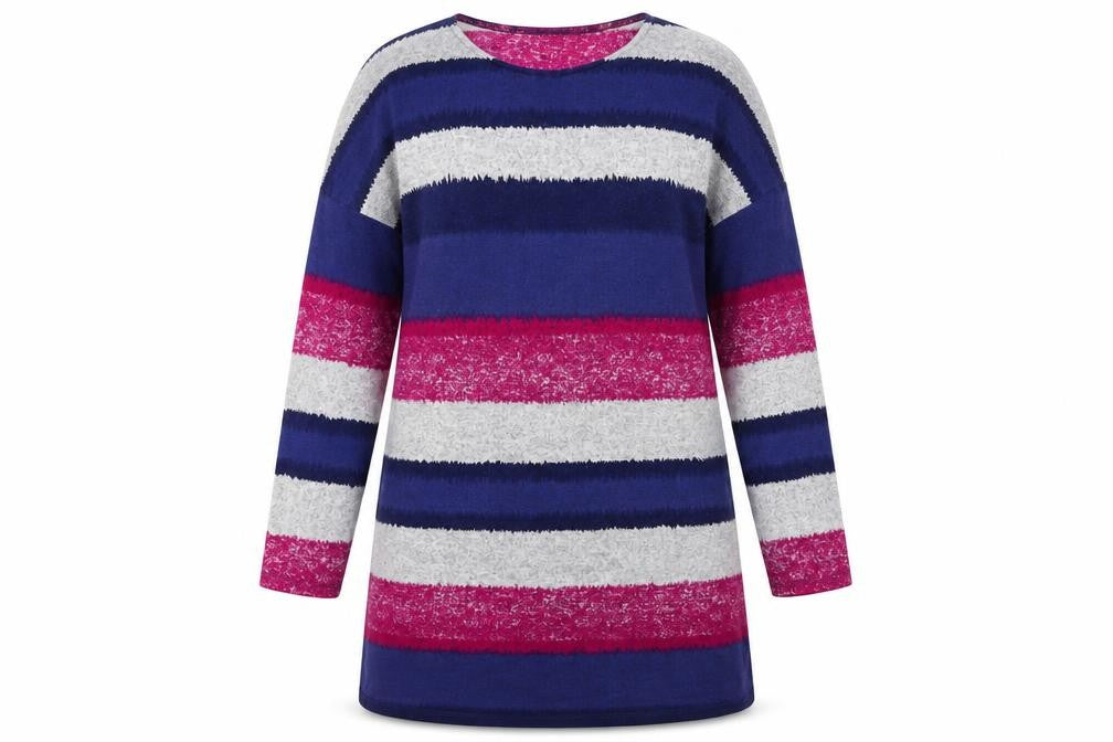 Bonmarché Womens Blue Striped A-Line Size 14
