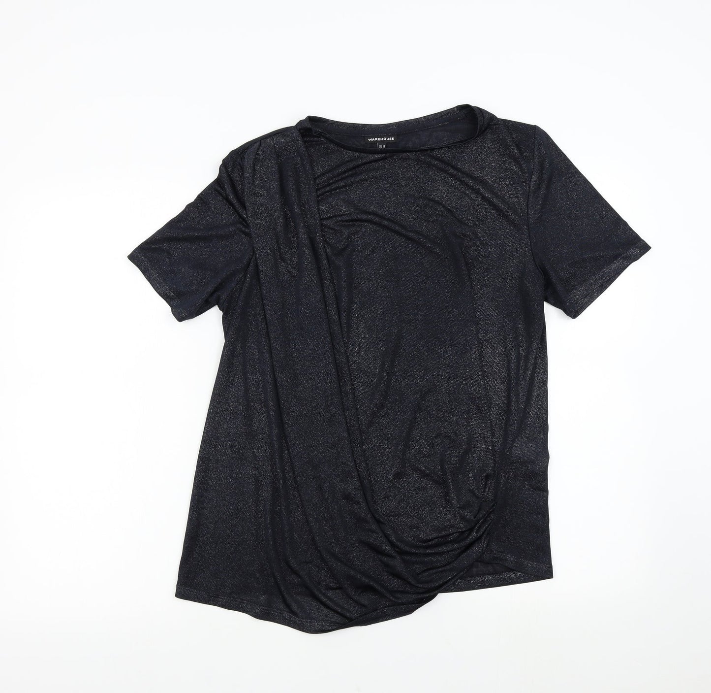 Womens UK Size 14 Warehouse Black Basic T-Shirt