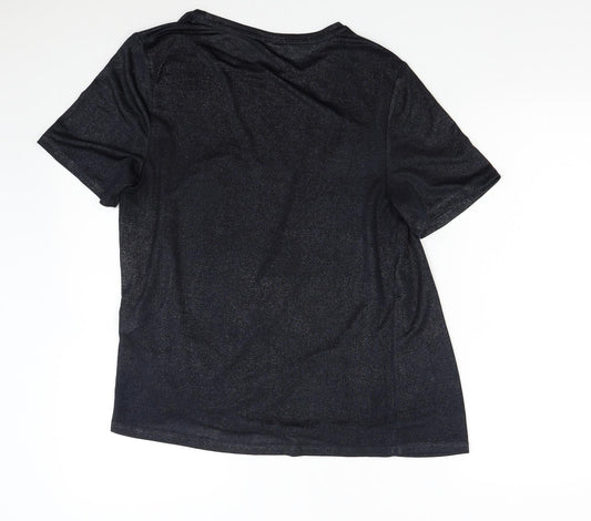 Womens UK Size 14 Warehouse Black Basic T-Shirt