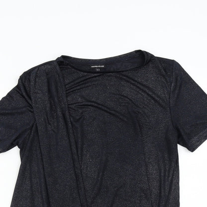 Womens UK Size 14 Warehouse Black Basic T-Shirt