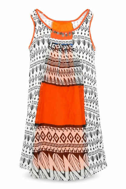 Front view of MOTIVI women’s multicoloured geometric slip dress, size S