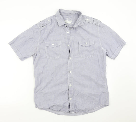 Mens UK Size M NEXT Blue  Button-Up Short Sleeve Casual Shirt