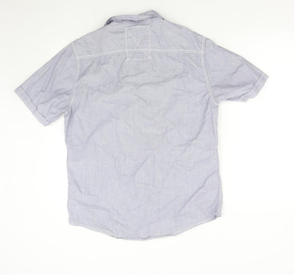 Mens UK Size M NEXT Blue  Button-Up Short Sleeve Casual Shirt