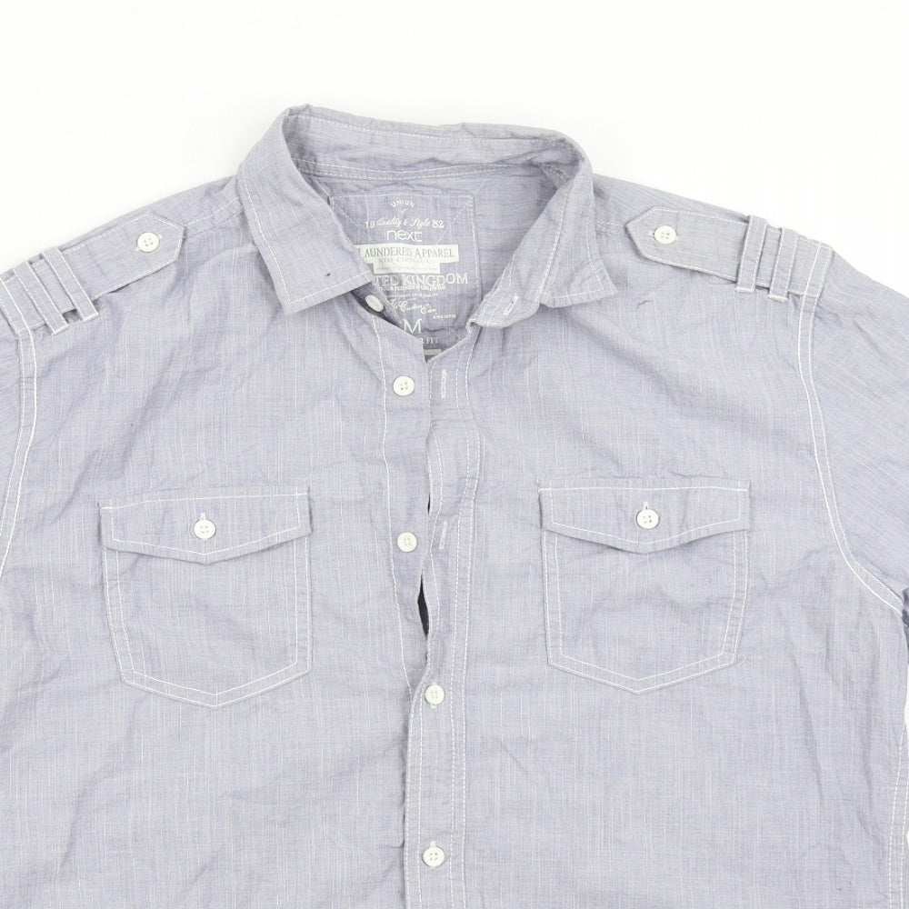 Mens UK Size M NEXT Blue  Button-Up Short Sleeve Casual Shirt