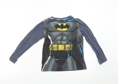 DC Comics Boys Grey Solid   Pyjama Top Size 7-8 Years  - Bat Man Torso