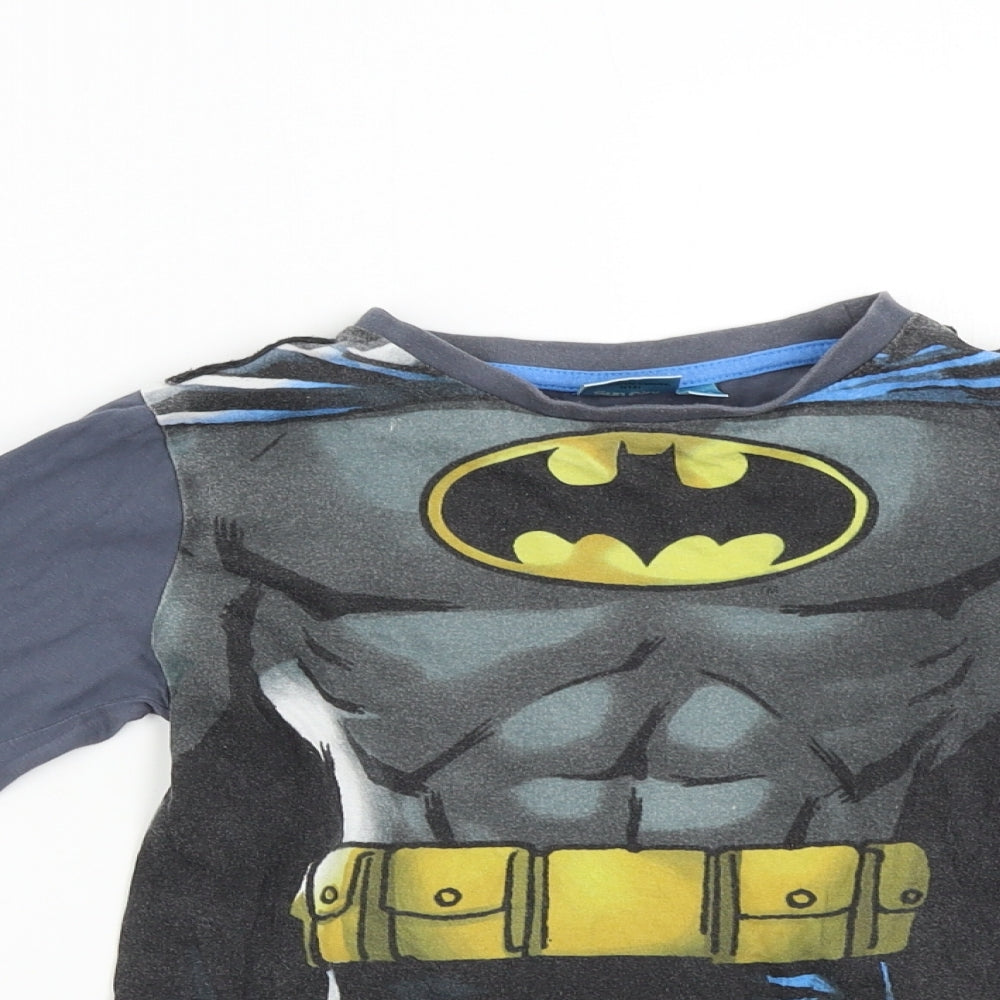 DC Comics Boys Grey Solid   Pyjama Top Size 7-8 Years  - Bat Man Torso