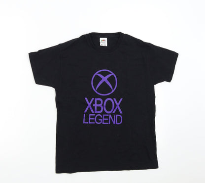 Fruit of the Loom Boys Black   Basic T-Shirt Size 9-10 Years  - XBOX Legend