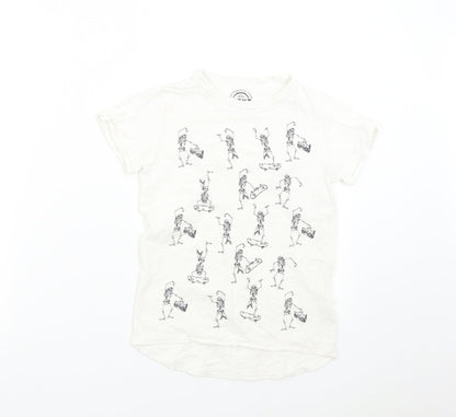 NEXT Boys White   Basic T-Shirt Size 8 Years  - Skateboard Skeleton
