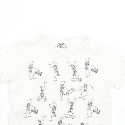 NEXT Boys White   Basic T-Shirt Size 8 Years  - Skateboard Skeleton