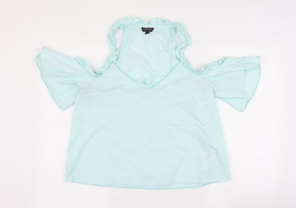Womens UK Size 12 Topshop Blue Basic Blouse