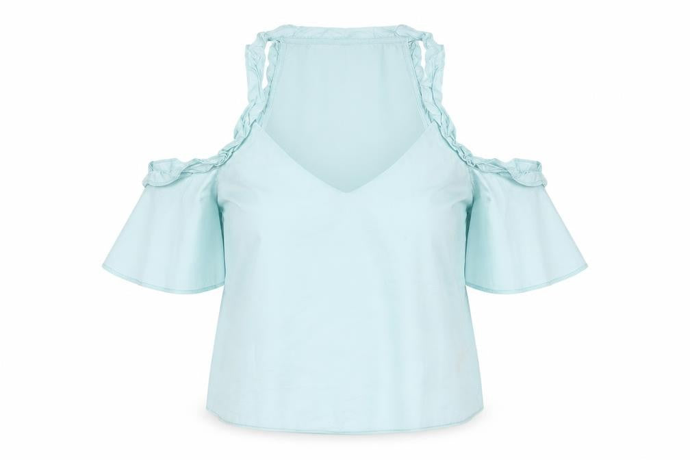 Womens UK Size 12 Topshop Blue Basic Blouse