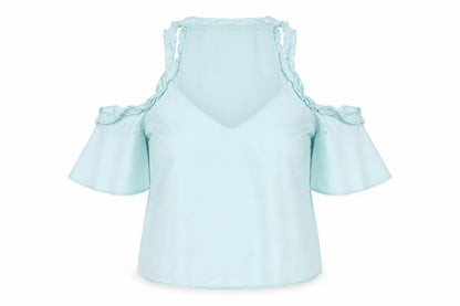 Womens UK Size 12 Topshop Blue Basic Blouse