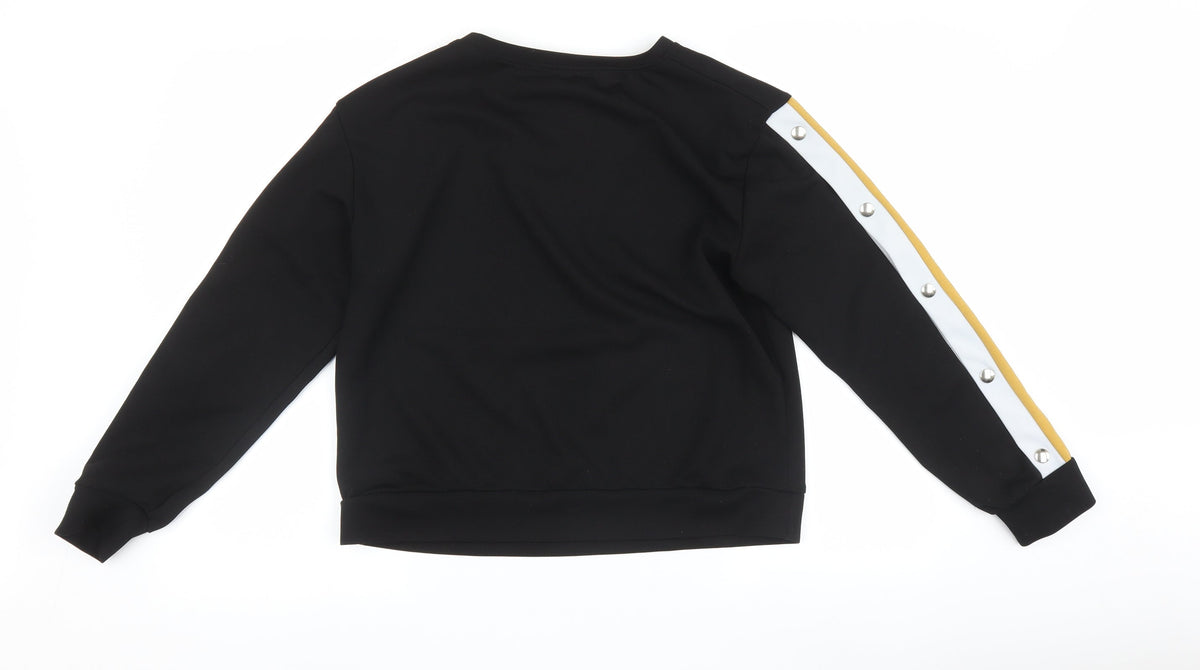 Back view of Cameo Rose women’s black pullover sweatshirt, size M